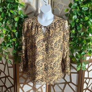 Chico's Paisley Print Top - Beige and Brown, XL